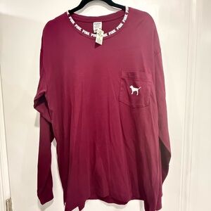 PINK Victoria's Secret Red Long Sleeve Tee
